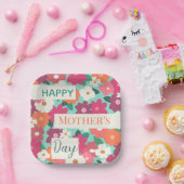 Kute Colorful Retro Floral/Moederdag Papieren Bordje (Feest)