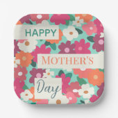 Kute Colorful Retro Floral/Moederdag Papieren Bordje (Voorkant)