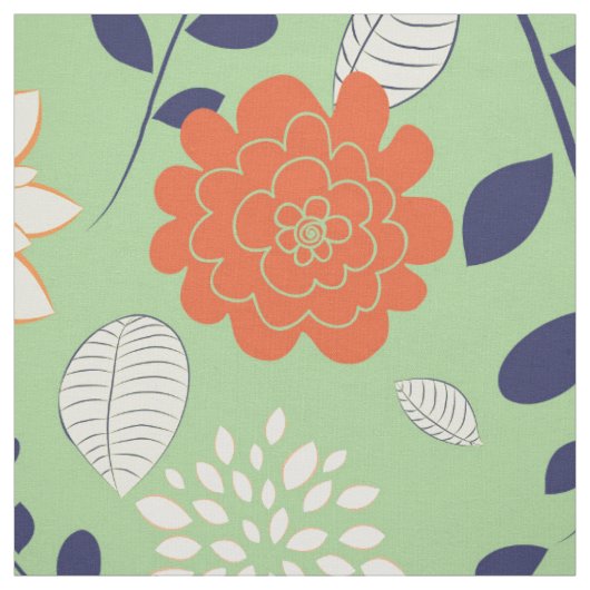 Kute Colorful Retro Floral Pattern Stof (Swatch)
