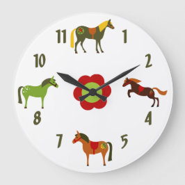Kute Colorful Retro Ponies en Bloedpaarden Grote Klok
