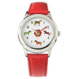Kute Colorful Retro Ponies en Bloedpaarden Horloge
