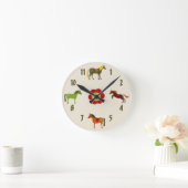 Kute Colorful Retro Ponies en Bloedpaarden Ronde Klok (Huis)