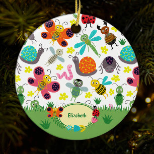 Kute Colorful Spring snijdt Kinder kerst in Keramisch Ornament