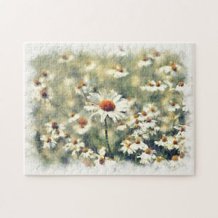 Kute Colorful Summer Daisies Flower Art Pattern Legpuzzel