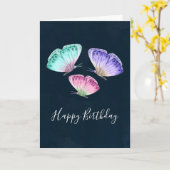 Kute Colorful Waterverf Butterflies Birthday Kaart (Gele Bloem)