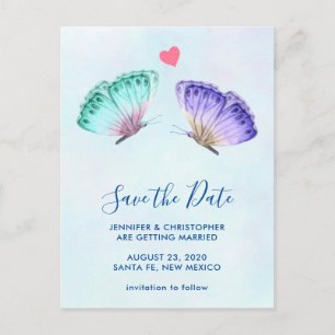 Kute Colorful Waterverf Butterflies Save the Date Briefkaart