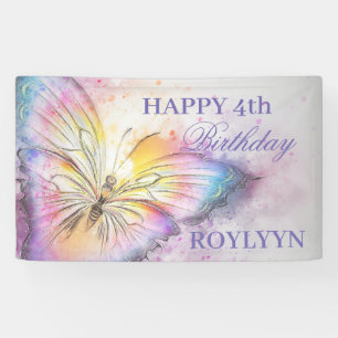 Kute Colorful Waterverf Butterfly Birthday Party Spandoek