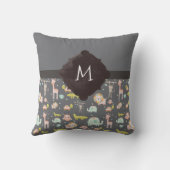 Kute Colorful Wild Animals Nursery Art Monogram Kussen (Achterkant)