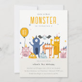 Kute Colorful Yellow Monsters Kinderen van afgelop Kaart (Voorkant)