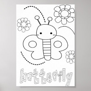 Kute Colour Bugs Butterflies Poster