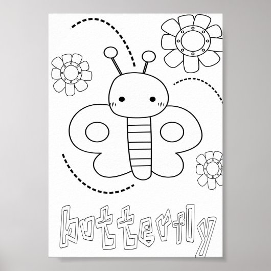 Kute Colour Bugs Butterflies Poster (Voorkant)