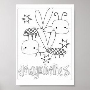 Kute Colour Bugs Dragonflies Poster