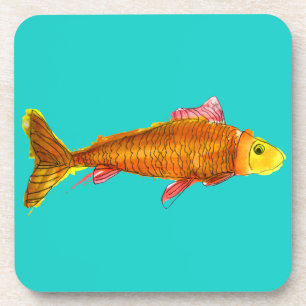 Kute comet goldfish pop art illustratie bier onderzetter