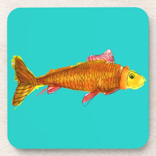 Kute comet goldfish pop art illustratie bier onderzetter (Voorkant)