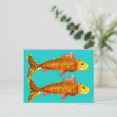 Kute comet goldfish pop art illustratie briefkaart (Staand voorkant)