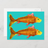Kute comet goldfish pop art illustratie briefkaart (Voorkant / Achterkant)