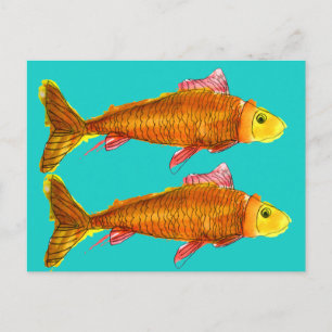Kute comet goldfish pop art illustratie briefkaart