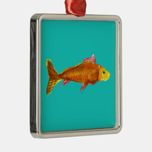 Kute comet goldfish pop art illustratie metalen ornament (Rechts)