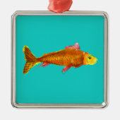 Kute comet goldfish pop art illustratie metalen ornament (Voorkant)