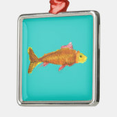 Kute comet goldfish pop art illustratie metalen ornament (Links)
