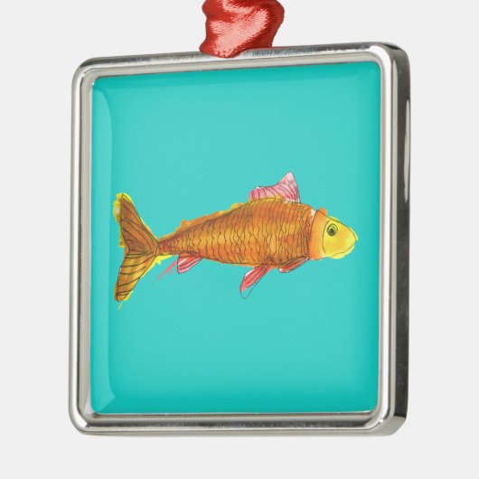Kute comet goldfish pop art illustratie metalen ornament (Links)