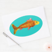 Kute comet goldfish pop art illustratie ovale sticker (Envelop)