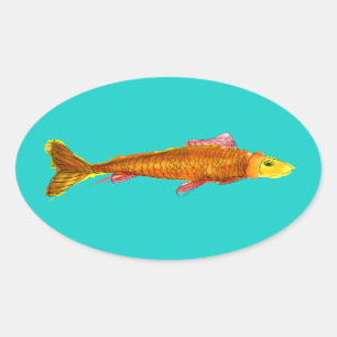 Kute comet goldfish pop art illustratie ovale sticker