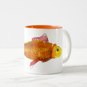 Kute comet goldfish pop art illustratie tweekleurige koffiemok