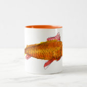Kute comet goldfish pop art illustratie tweekleurige koffiemok (Center)