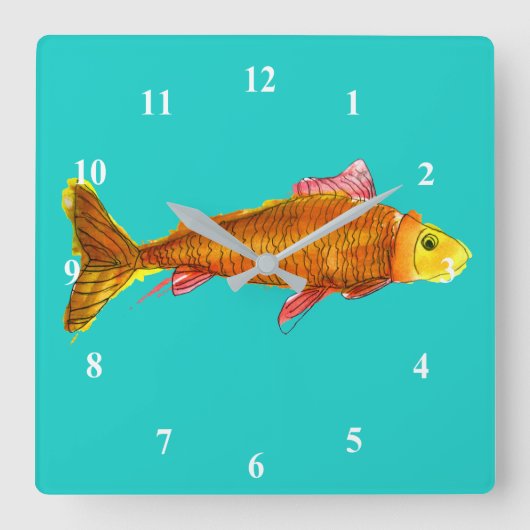 Kute comet goldfish pop art illustratie vierkante klok (Voorkant)