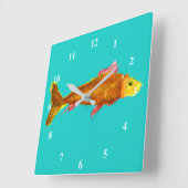 Kute comet goldfish pop art illustratie vierkante klok (Hoek)
