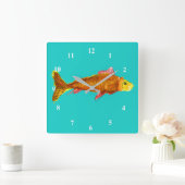 Kute comet goldfish pop art illustratie vierkante klok (Huis)