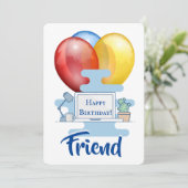 Kute computer en ballonnen op zaterdag Kaart (Staand voorkant)