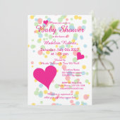 Kute confetti dot baby douche uitnodigingen voor m (Staand voorkant)