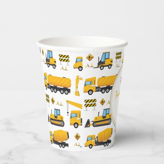 Kute constructiedronk Genderneutraal Papieren Bekers (Rechts)