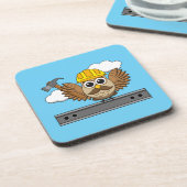 Kute constructiewerper met harde Pet Cartoon Bier Onderzetter (Linkerzijde)