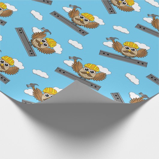 Kute constructiewerper met harde Pet Cartoon Cadeaupapier (Hoek)