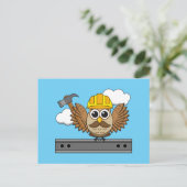 Kute constructiewerper met harde Pet Cartoon Feestdagenkaart (Staand voorkant)