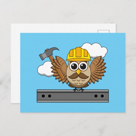 Kute constructiewerper met harde Pet Cartoon Feestdagenkaart (Voorkant / Achterkant)