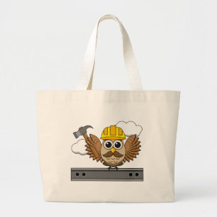 Kute constructiewerper met harde Pet Cartoon Grote Tote Bag