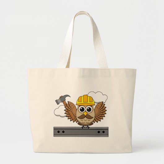 Kute constructiewerper met harde Pet Cartoon Grote Tote Bag (Voorkant)