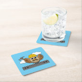 Kute constructiewerper met harde Pet Cartoon Kartonnen Onderzetters (Insitu)