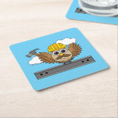 Kute constructiewerper met harde Pet Cartoon Kartonnen Onderzetters (Schuin)