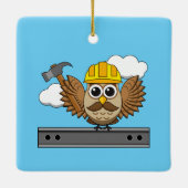 Kute constructiewerper met harde Pet Cartoon Keramisch Ornament (Achterkant)