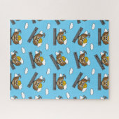 Kute constructiewerper met harde Pet Cartoon Legpuzzel (Horizontaal)