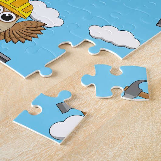 Kute constructiewerper met harde Pet Cartoon Legpuzzel (Zijkant)