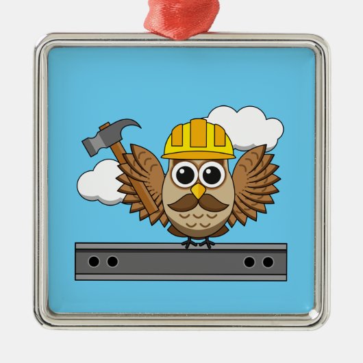 Kute constructiewerper met harde Pet Cartoon Metalen Ornament (Voorkant)