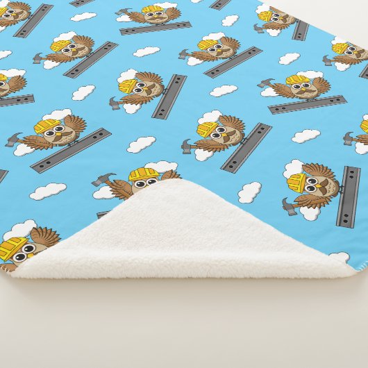 Kute constructiewerper met harde Pet Cartoon Sherpa Deken (3/4)