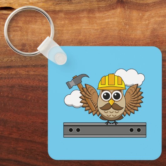 Kute constructiewerper met harde Pet Cartoon Sleutelhanger (Voorkant)