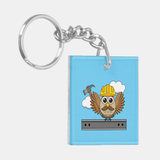 Kute constructiewerper met harde Pet Cartoon Sleutelhanger (Voorkant Links)